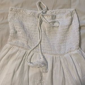 White, strapless, maxi dress!